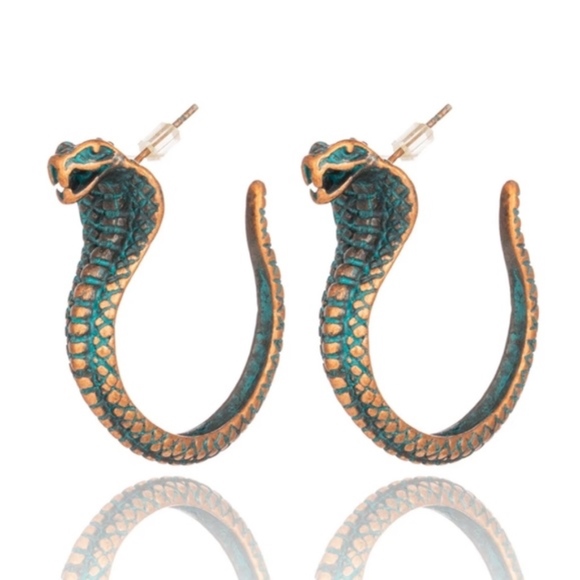 Dolls Kill Jewelry - Turquoise Green Snake Charmer Hoop Earrings Goth
